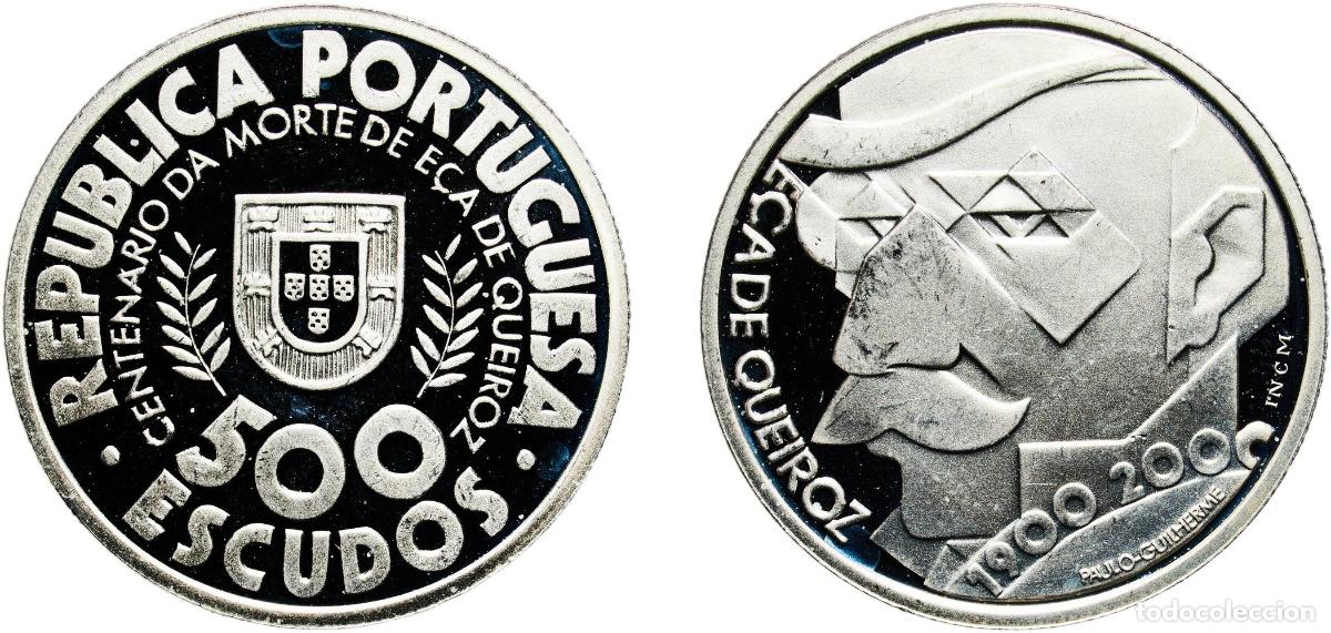 Monedas antiguas de Europa: Portugal Third Republic 2000 INCM 500 Escudos (E&ccedil;a de Queiroz; proof issue) Silver (.925) Lisbon Mi