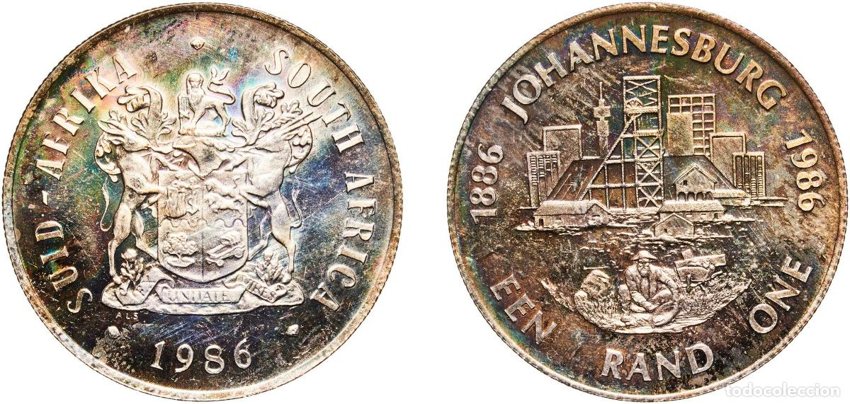 Monedas antiguas de Europa: South Africa Republic 1986 1 Rand (Johannesburg Centenary) Silver (.800) (7501) 15.03g PF KM 119 H