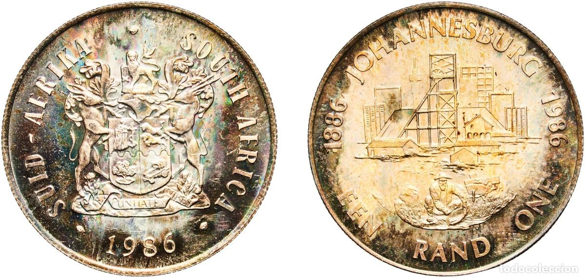 Monedas antiguas de Europa: South Africa Republic 1986 1 Rand (Johannesburg Centenary) Silver (.800) (13183) 15.03g PF KM 119