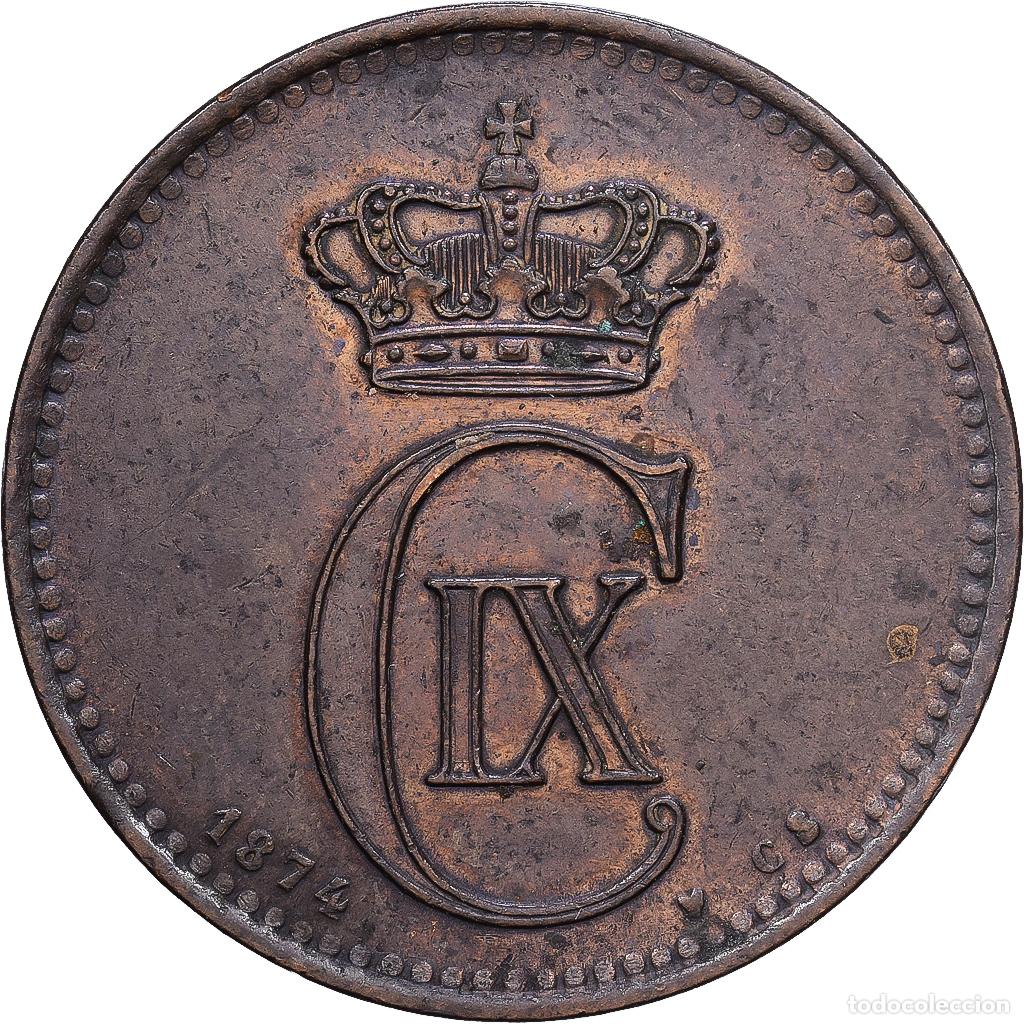 Monedas antiguas de Europa: [#1215390] Dinamarca, Christian IX, 5 &Ouml;re, 1874, Copenhagen, Bronce, MBC, KM:794.1