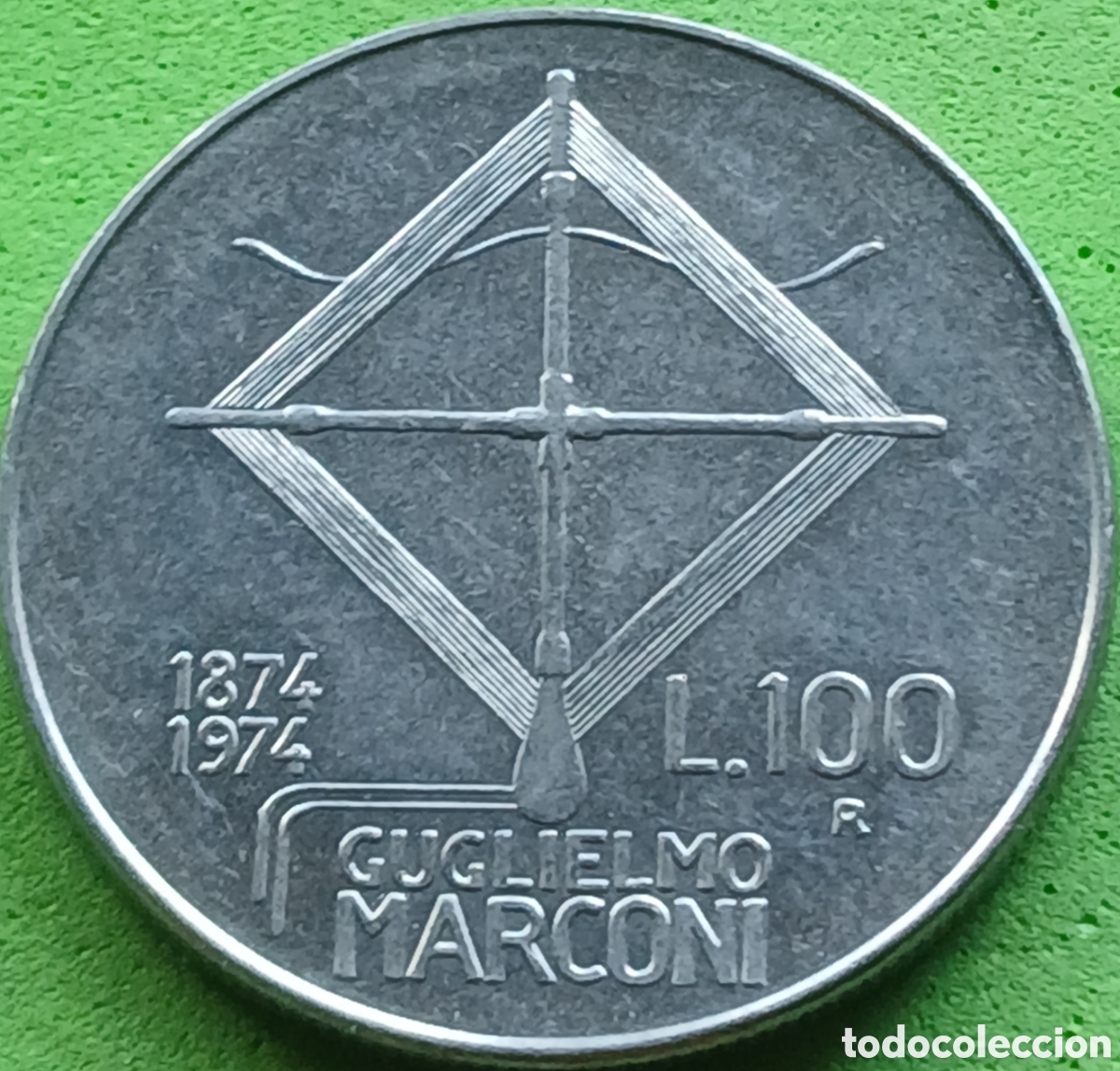 Monedas antiguas de Europa: Italia 100 liras 1974 km#102 Guillermo Marconi