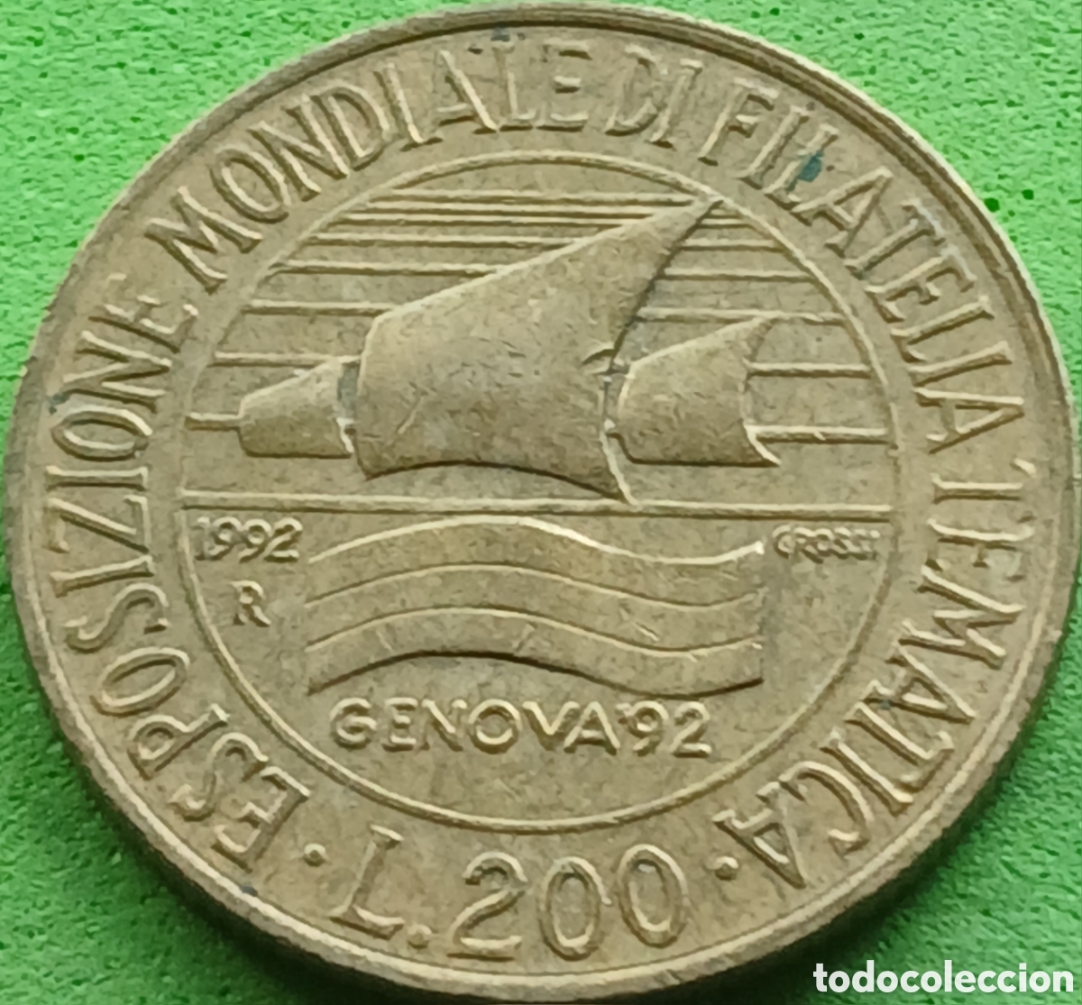 Monedas antiguas de Europa: Italia 200 liras 1992 km#151 Exposici&oacute;n filat&eacute;lica de G&eacute;nova