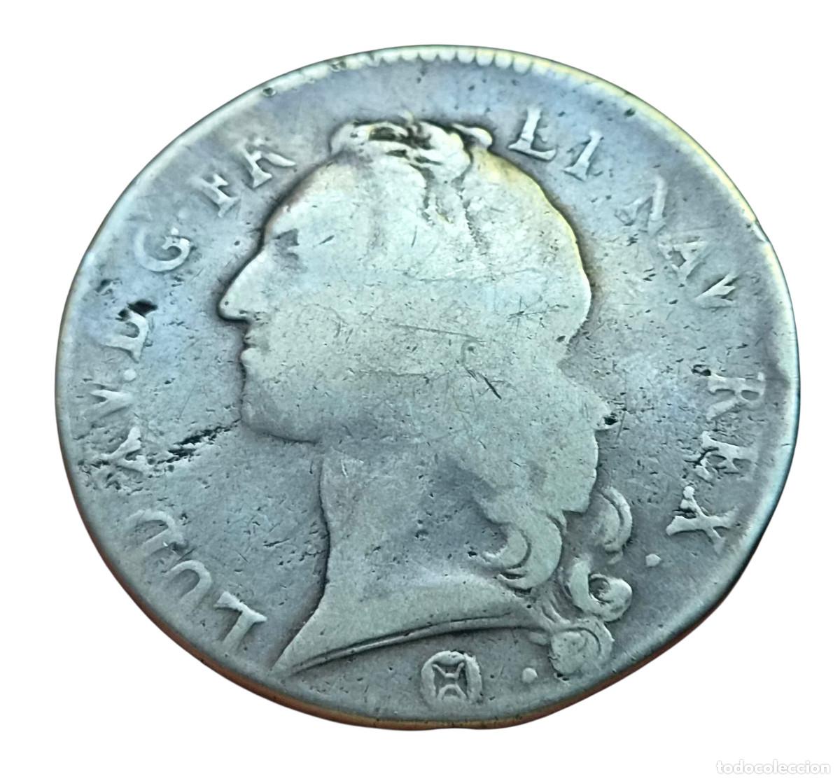 Monedas antiguas de Europa: FRANCIA LUIS XV. ESCUDO 1744 sobre 3. BURDEOS / BORDEAUX. Ag. Peso:28,4 gr