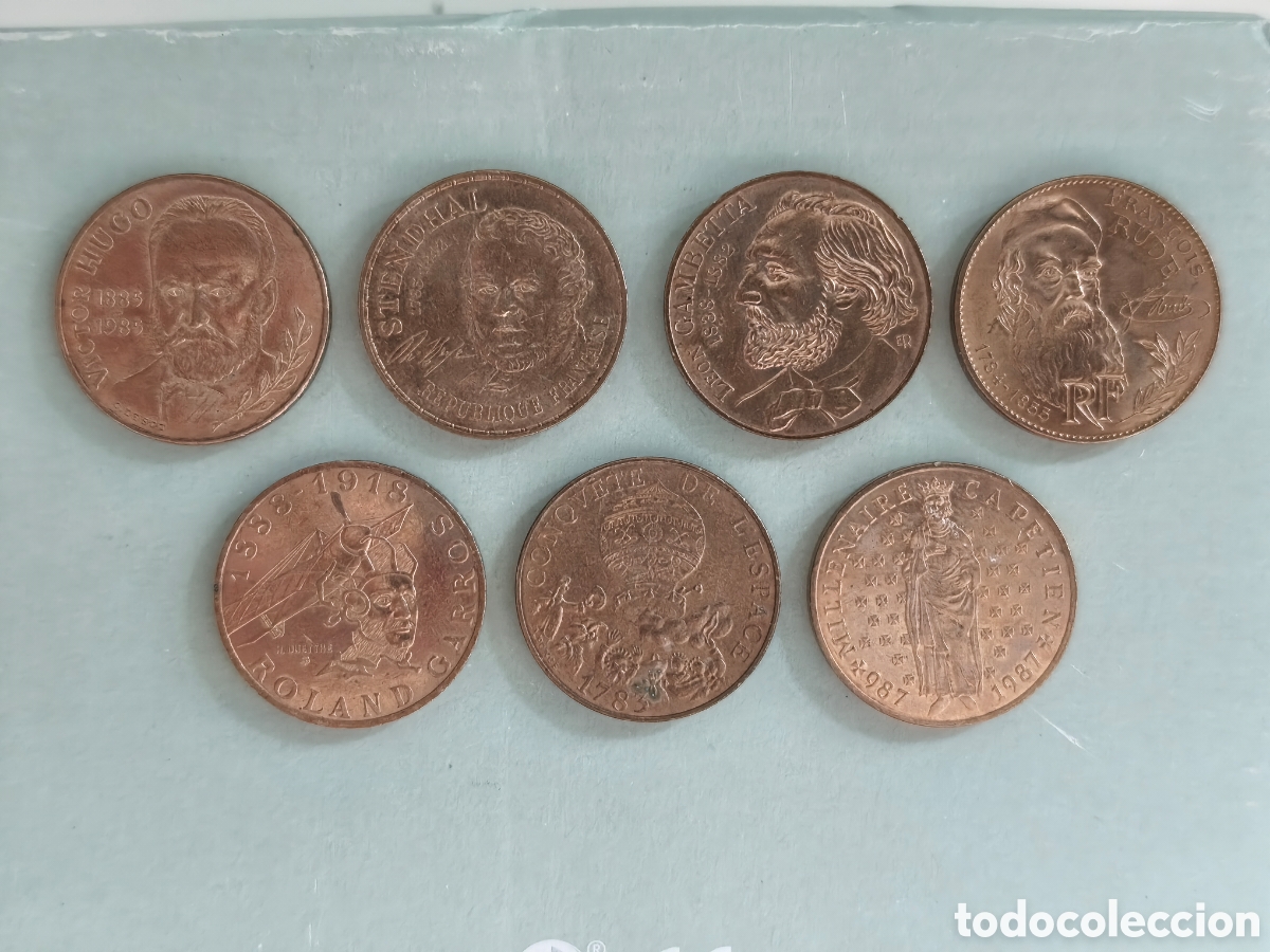 Monedas antiguas de Europa: Lote 7 monedas conmemorativas 10 francos Francia