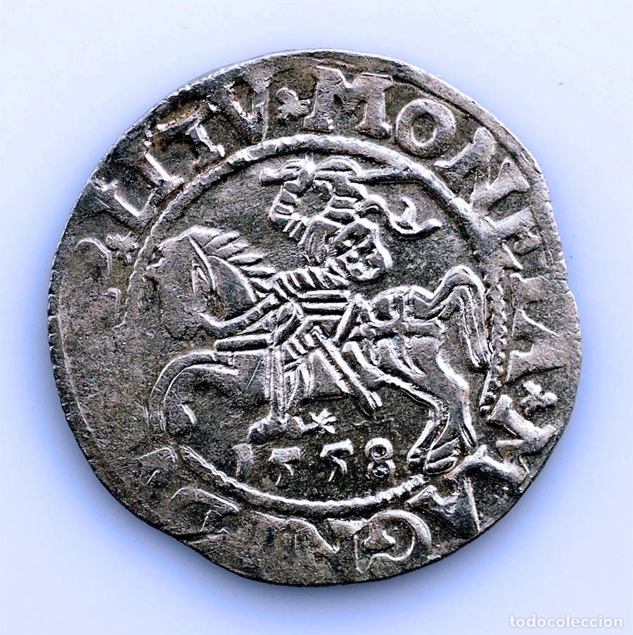Monete antiche di Europa: SC-Gran Ducado de Lituania. Segismundo II. 1/2 Groschen 1558 Vilna. Plata 1,35 g