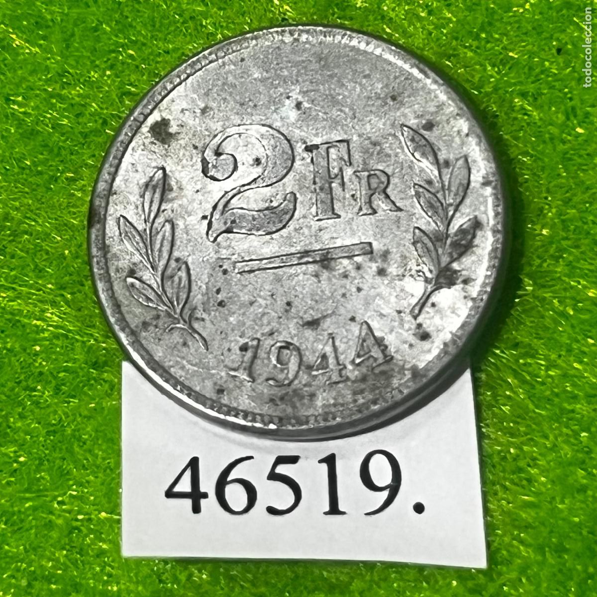 Monedas antiguas de Europa: B&eacute;lgica, Ocupacion Aliada 2&ordf; GM, 2 francos 1944 Filadelfia, frances flamenco