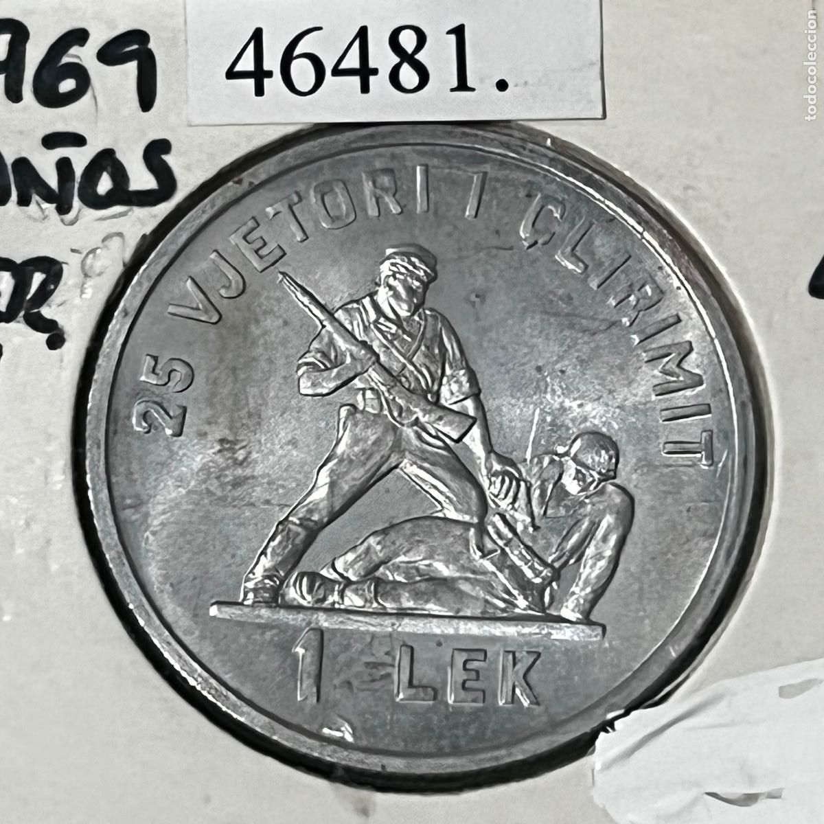 Monedas antiguas de Europa: Albania 1 lek 1944 1969, 25.&ordm; aniversario de la liberaci&oacute;n del pa&iacute;s