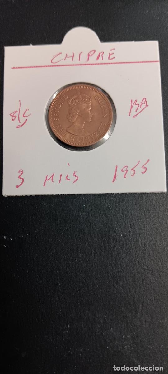 Monedas antiguas de Europa: CHIPRE 3 MILS 1955 S/C KM=33 (BRONCE) ISABEL II