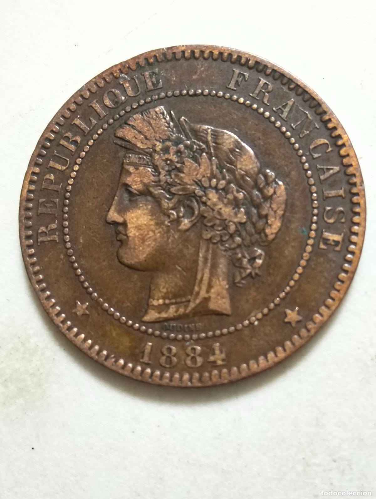 Monedas antiguas de Europa: MONEDA DE COBRE 10 CENTIMES, A&Ntilde;O 1884 A, TERCERA REPUBLICA FRANCESA