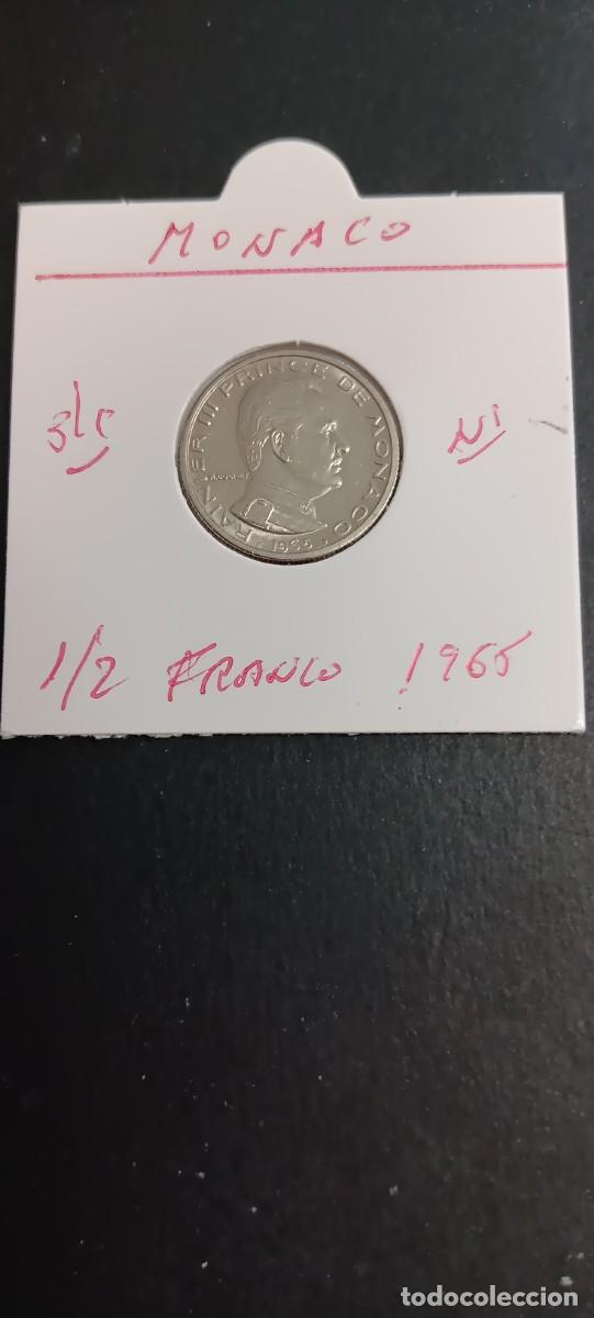 Monedas antiguas de Europa: MONACO 1/2 FRANCO 1965 S/C KM=145 (ALUMINIO-BRONCE) RAINIER III
