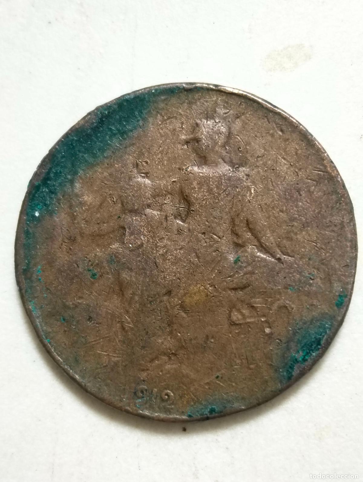 Monedas antiguas de Europa: MONEDA DE BRONCE 10 CENTIMES, A&Ntilde;O 1912, TERCERA REPUBLICA FRANCESA