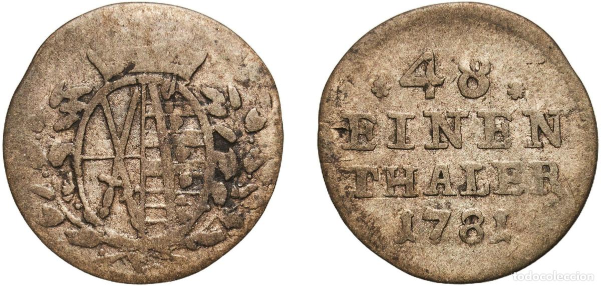 Monedas antiguas de Europa: Germany Electorate of Saxony (Albertinian Line) 1781 1&frasl;48 Thaler - Frederick August III Billon (.25