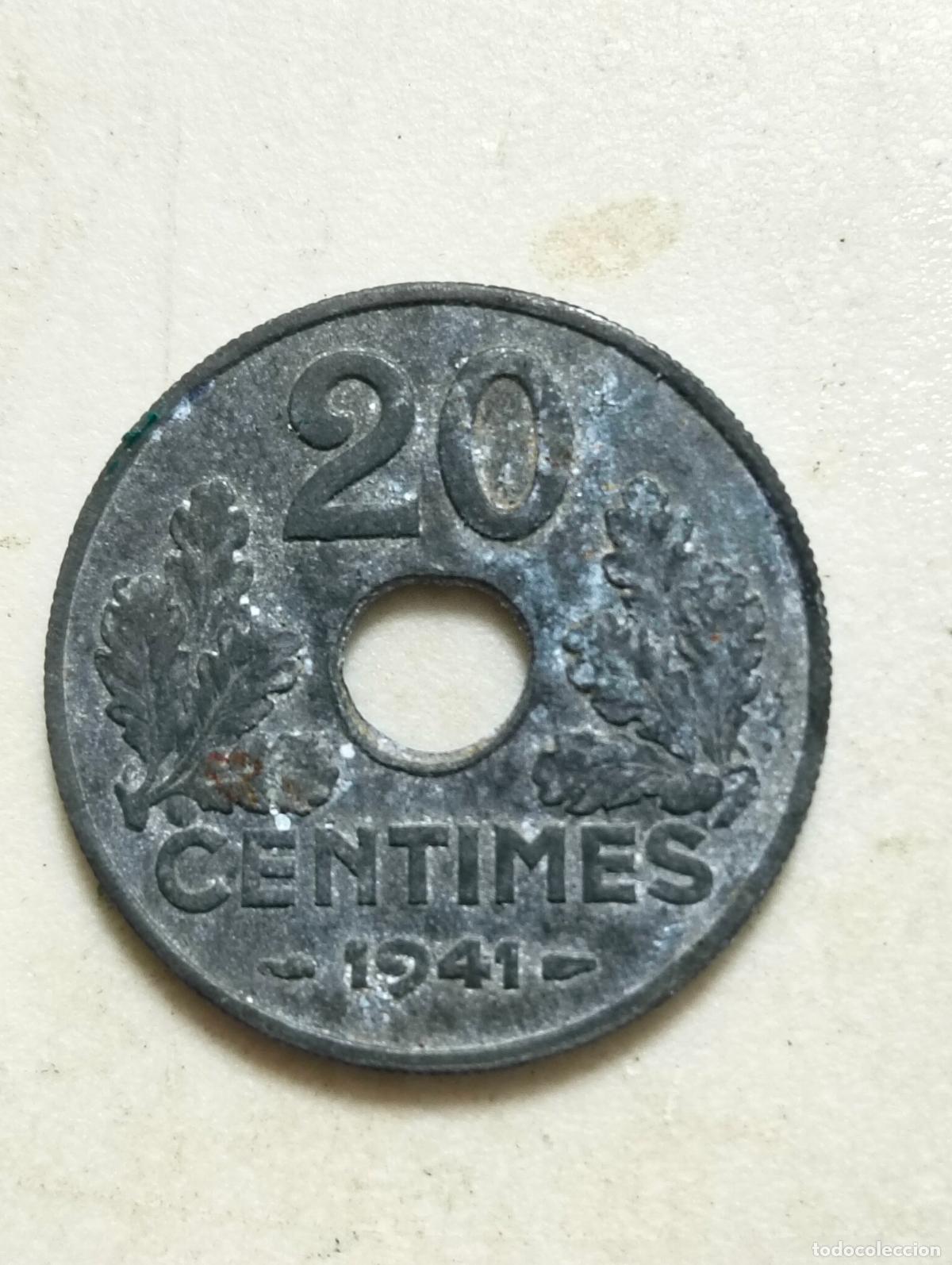 Monedas antiguas de Europa: MONEDA 20 CENTIMES, A&Ntilde;O 1941, ETAT FRANCAIS