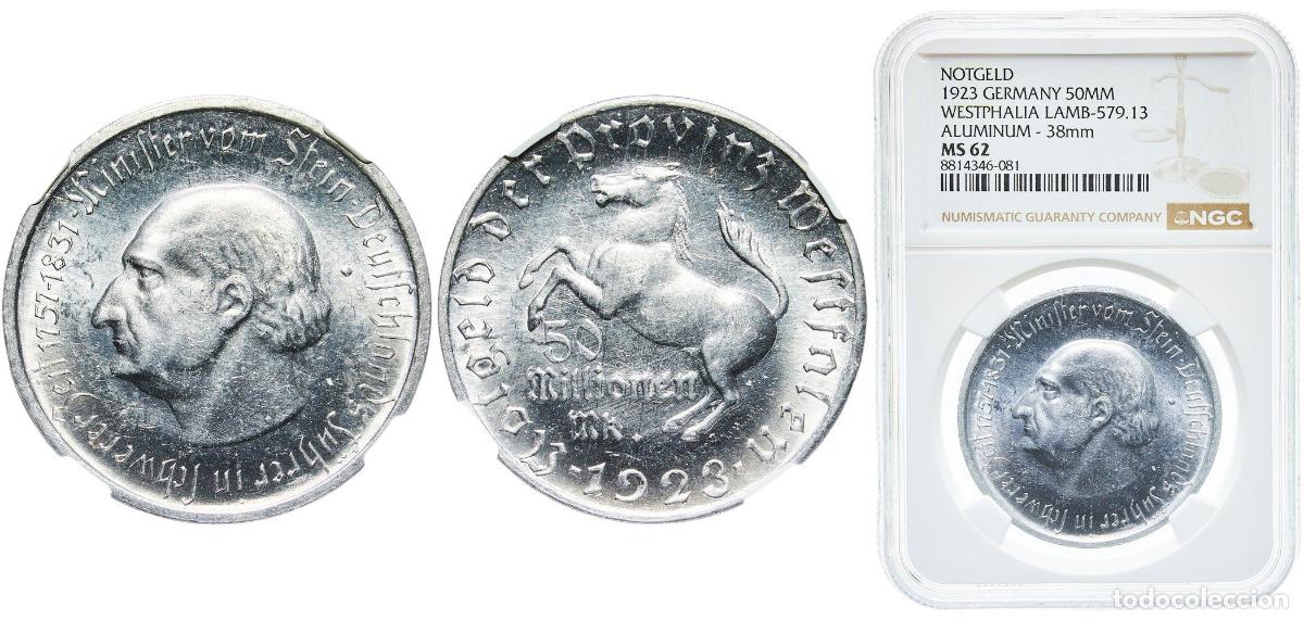 Monedas antiguas de Europa: Germany Prussian province of Westphalia Weimar Republic 1923 50 Millionen Mark - Westfalen (Freiher