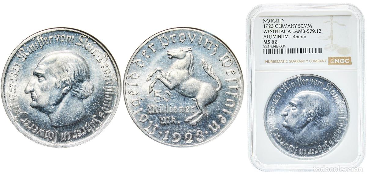 Monedas antiguas de Europa: Germany Prussian province of Westphalia Weimar Republic 1923 50 Millionen Mark - Westfalen (Freiher