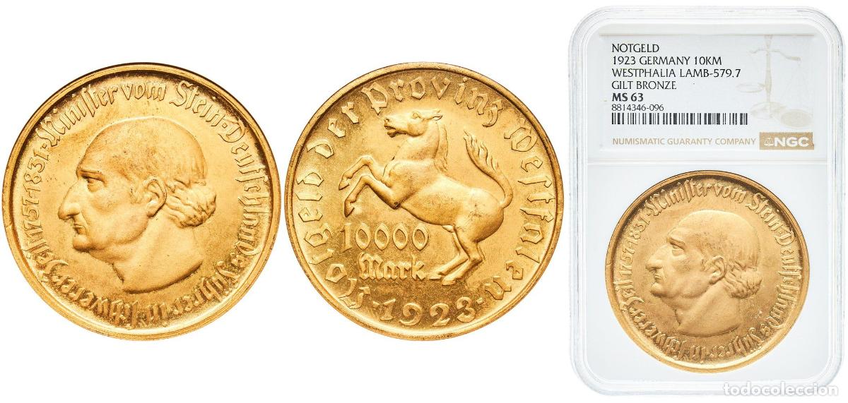 Monedas antiguas de Europa: Germany Prussian province of Westphalia Weimar Republic 1923 10000 Mark - Westfalen (Freiherr vom S
