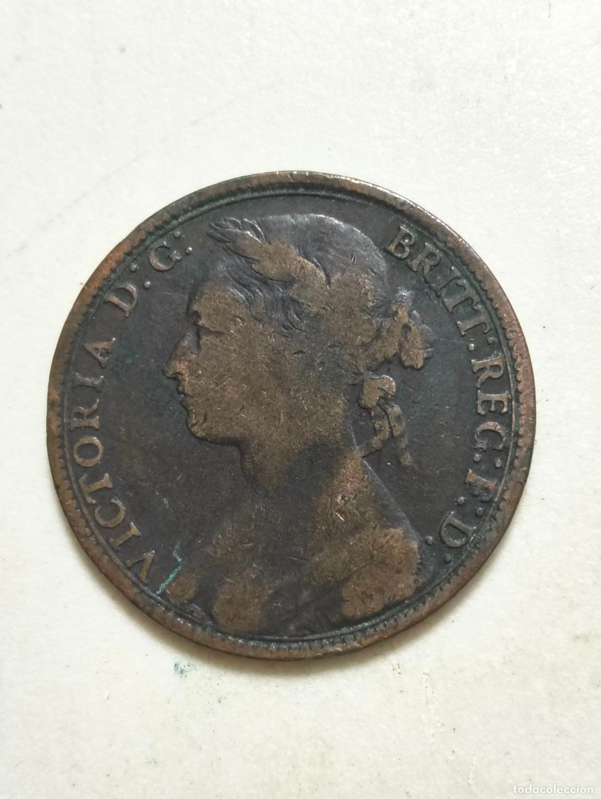 Monedas antiguas de Europa: MONEDA DE BRONCE ONE PENNY, A&Ntilde;O 1880, REINA VICTORIA