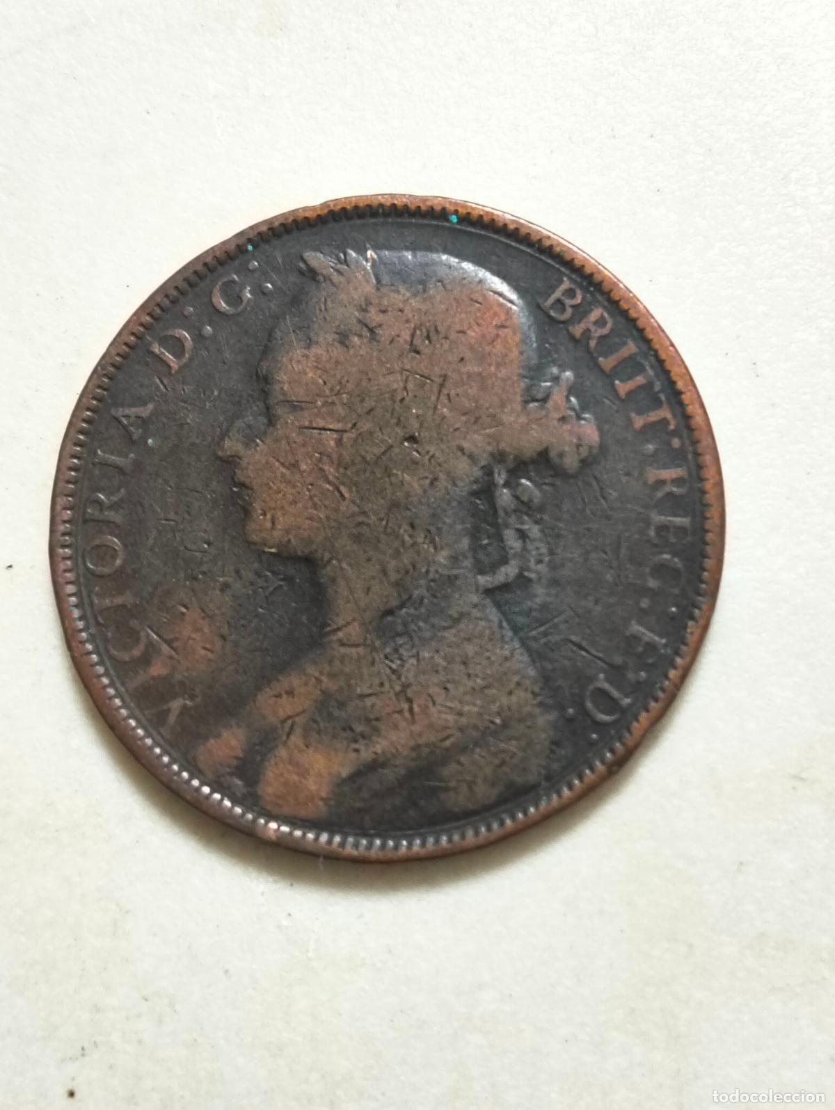 Monedas antiguas de Europa: MONEDA DE BRONCE ONE PENNY, A&Ntilde;O 1881, REINA VICTORIA