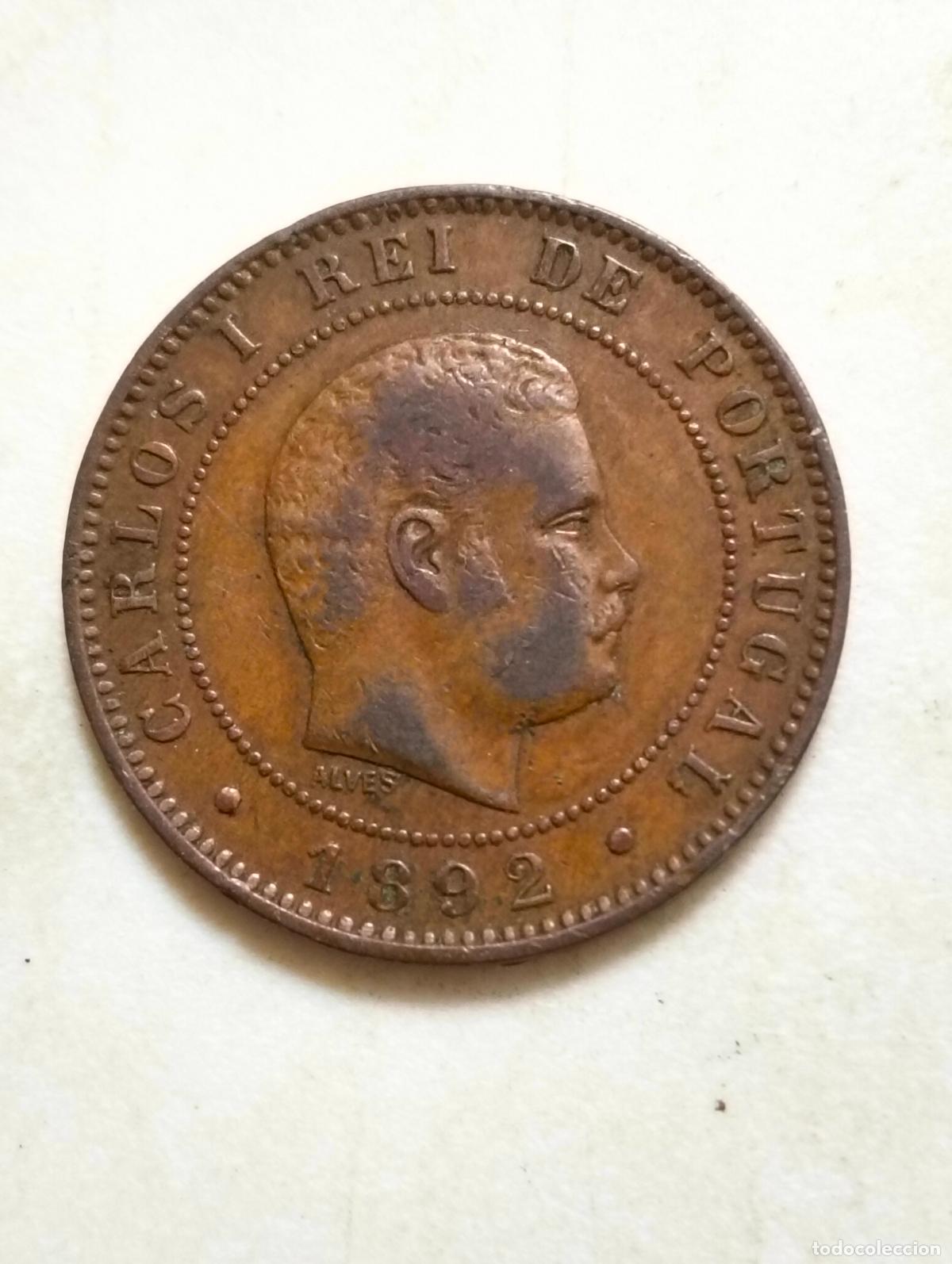 Monedas antiguas de Europa: MONEDA DE BRONCE 10 REIS, 1892, CARLOS I REI DE PORTUGAL