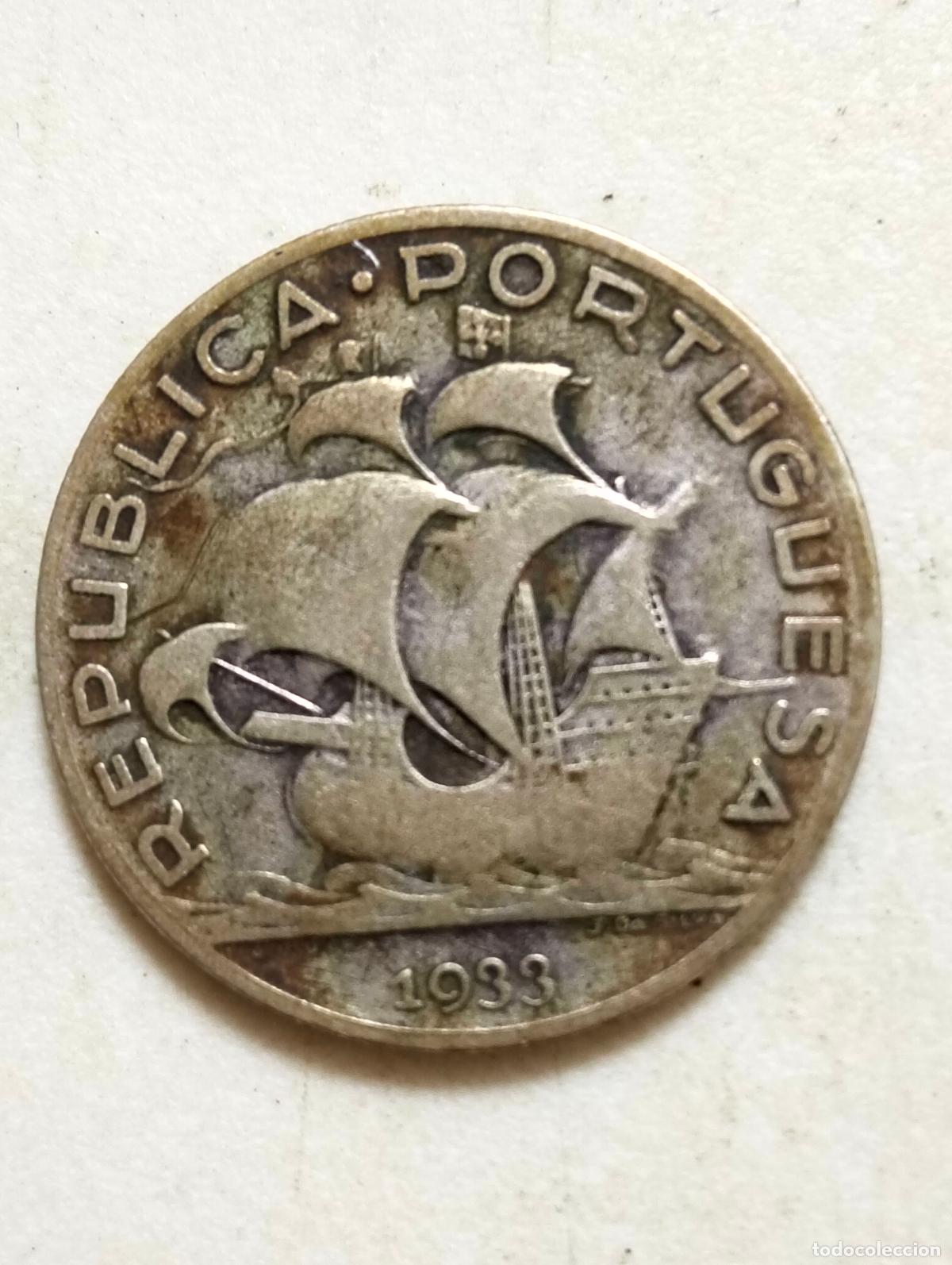 Monedas antiguas de Europa: MONEDA DE PLATA 5 ESCUDOS, 1933, REPUBLICA PORTUGUESA