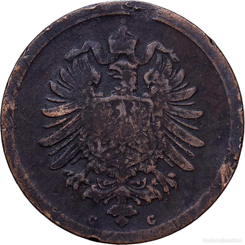 Monedas antiguas de Europa: [#1552225] ALEMANIA - IMPERIO, Wilhelm I, Pfennig, 1875, Frankfurt, Cobre, BC+, KM:1