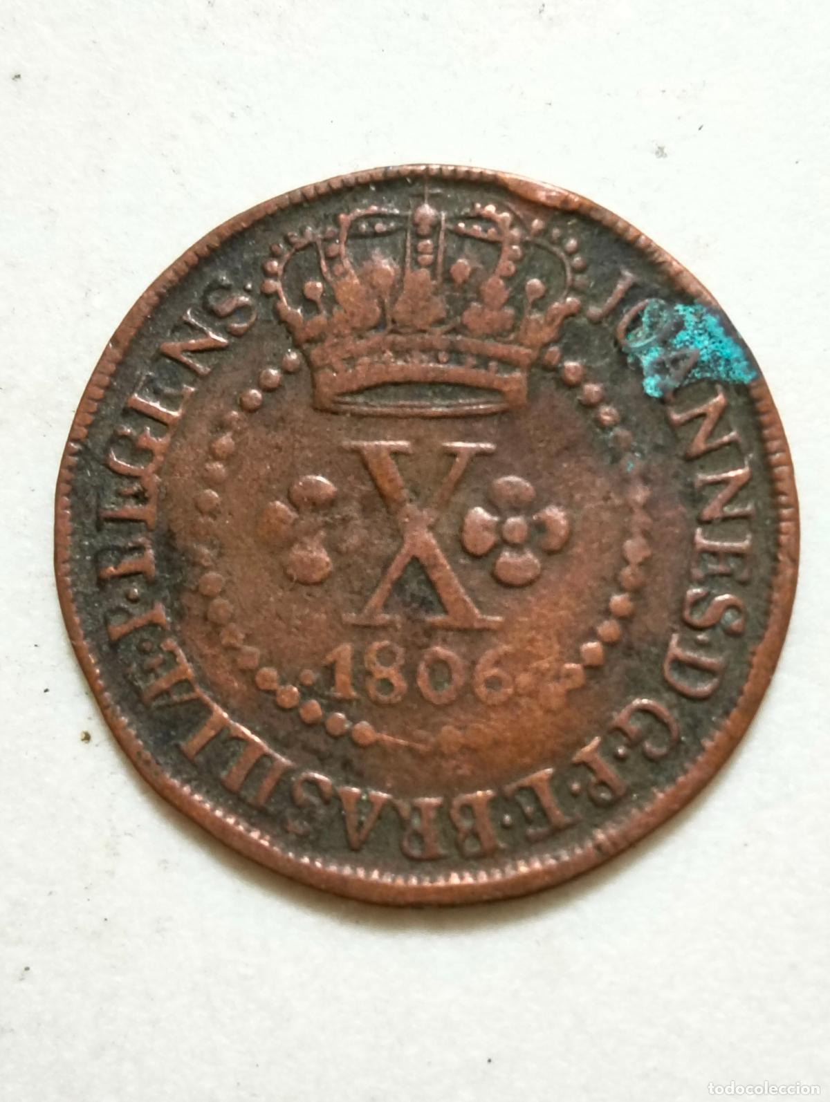 Monedas antiguas de Europa: MONEDA DE COBRE, 10 REIS 1806, JOAO, BRASIL