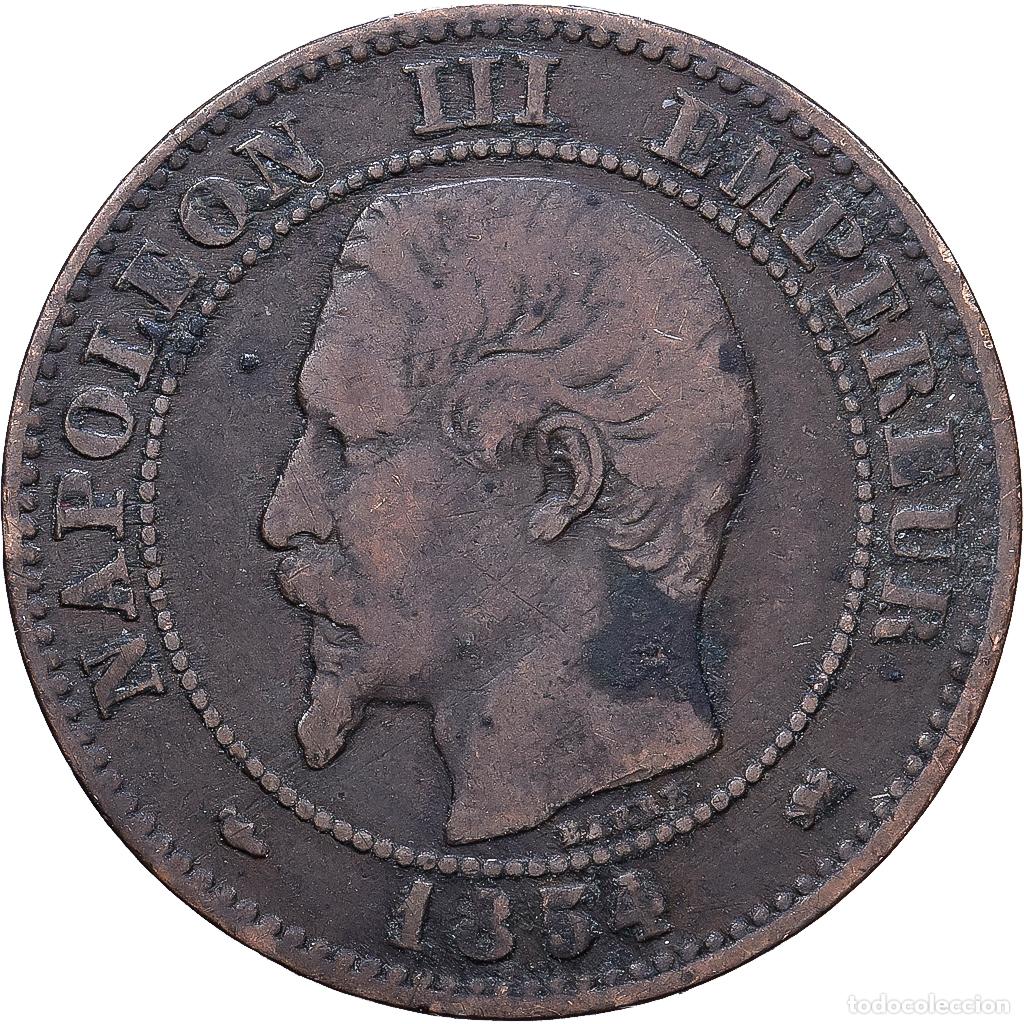 Monedas antiguas de Europa: [#1552206] Francia, Napoleon III, 2 Centimes, 1854, Lyon, Bronce, BC+, Gadoury:103