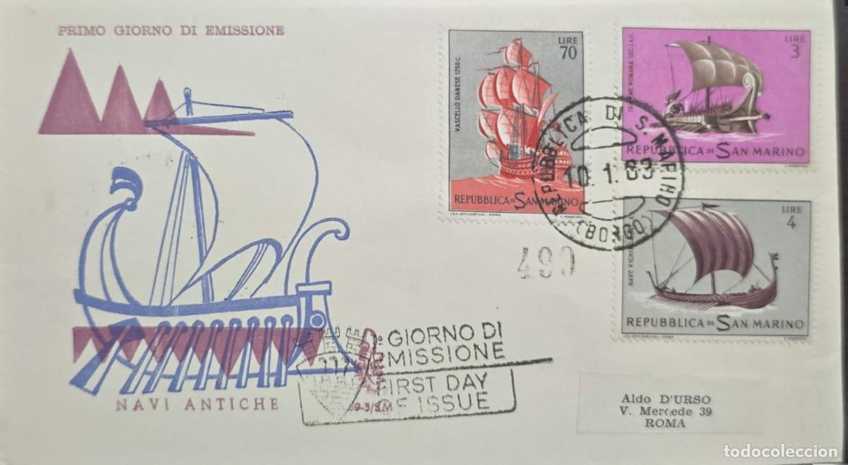 Monedas antiguas de Europa: MI) 1963 SAN MARINO, FDC, COVER SENT FROM SAN MARINO TO ROME, ANCIENT SHIPS STAMPS,XF.
