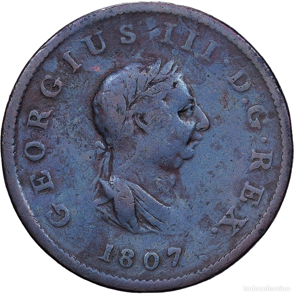 Monedas antiguas de Europa: [#1552235] Gran Breta&ntilde;a, George III, 1/2 Penny, 1807, Cobre, BC+, KM:662