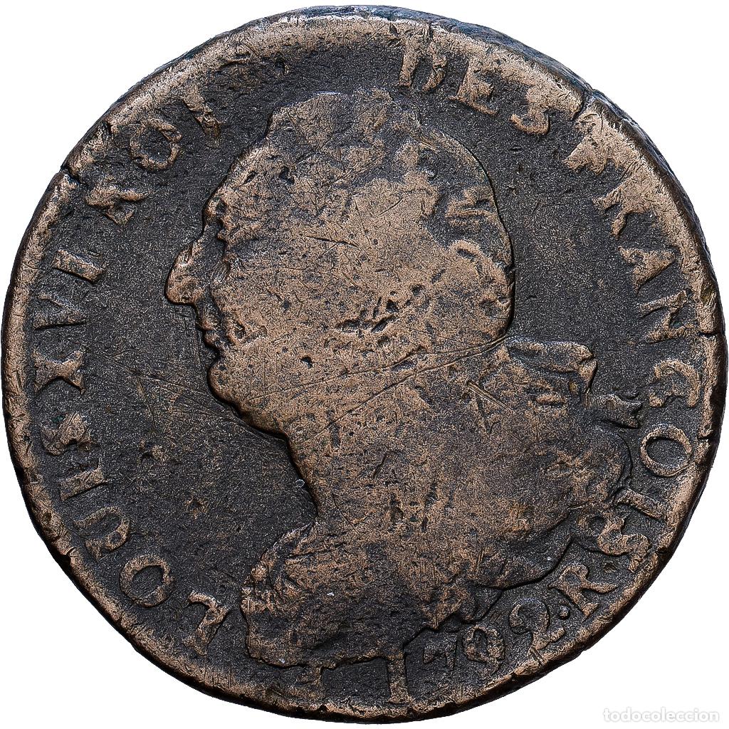 Monedas antiguas de Europa: [#1552234] Francia, Constitution, 2 sols fran&ccedil;ois, 1792, Orl&eacute;ans, Bronce, BC