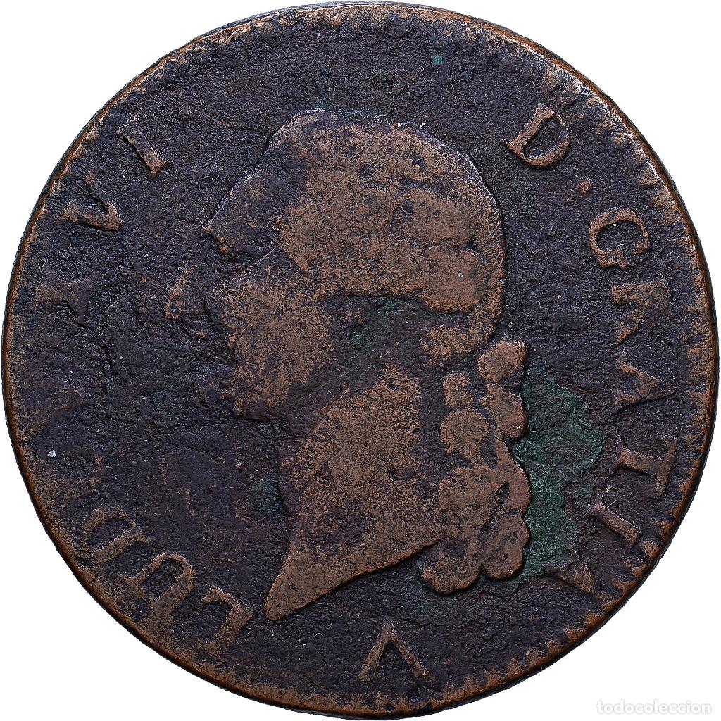 Monedas antiguas de Europa: [#1552238] Francia, Louis XVI, Sol ou sou, 1781, Lille, Cobre, BC+, Gadoury:350