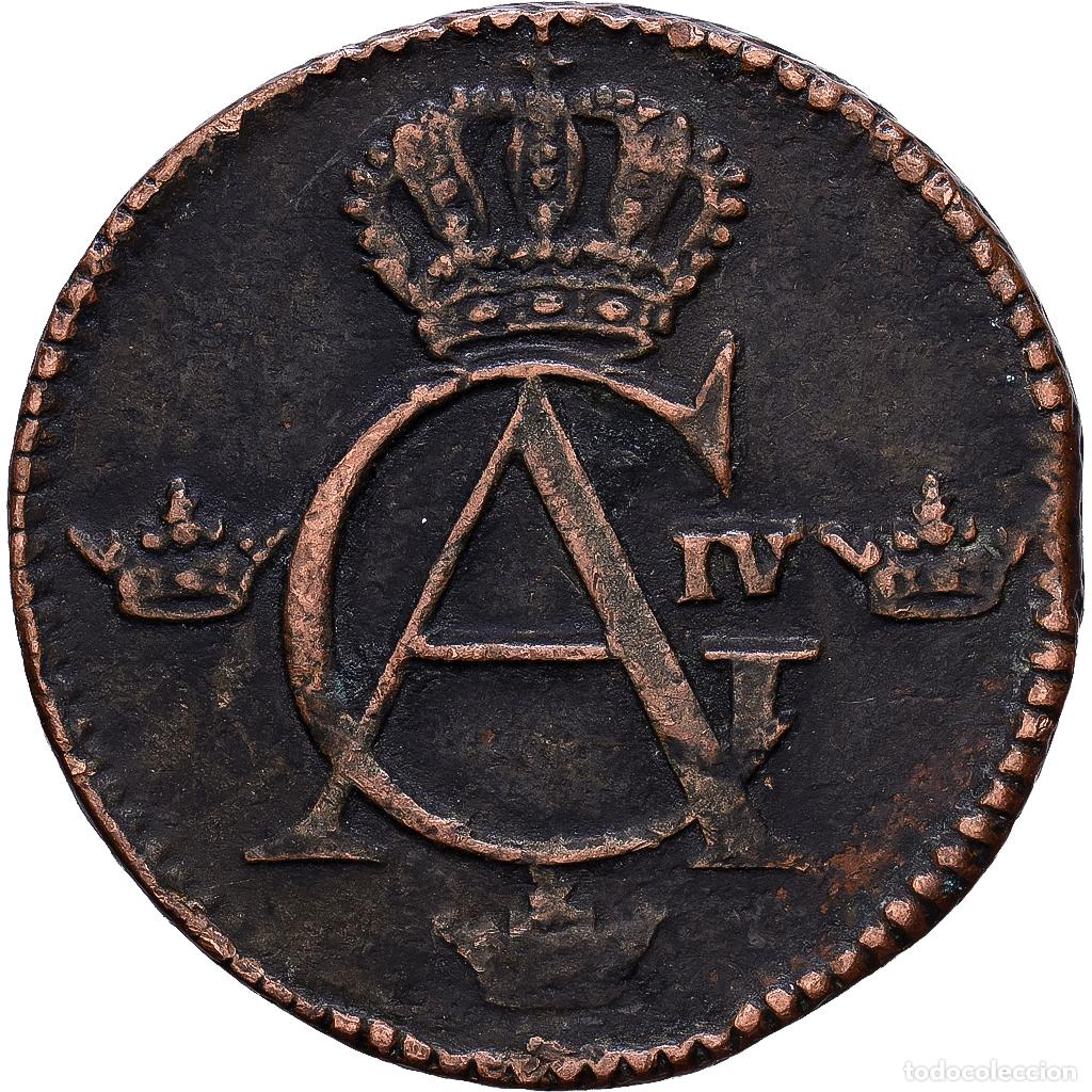 Monedas antiguas de Europa: [#1552253] Suecia, Gustaf IV Adolf, 1/4 Skilling, 1823, Cobre, MBC, KM:564