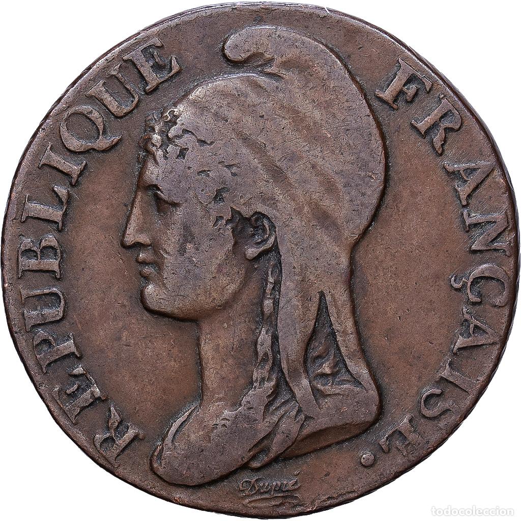 Monedas antiguas de Europa: [#1552261] Francia, 5 Centimes, Dupr&eacute;, AN 4, Paris, Bronce, BC+, Gadoury:124, KM:635.1