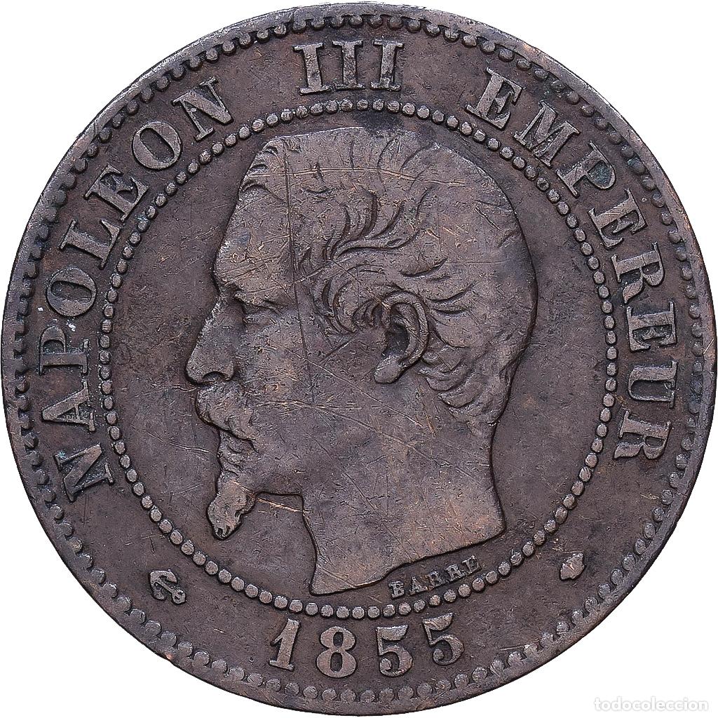 Monedas antiguas de Europa: [#1552263] Francia, Napoleon III, 2 Centimes, 1855, Marseille, Bronce, BC+, Gadoury:103