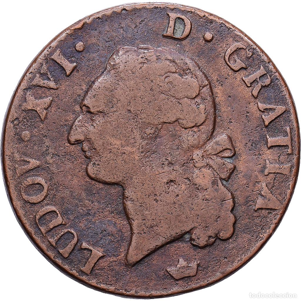 Monedas antiguas de Europa: [#1552269] Francia, Louis XVI, Sol ou sou, 1790, Toulouse, Cobre, BC, Gadoury:350