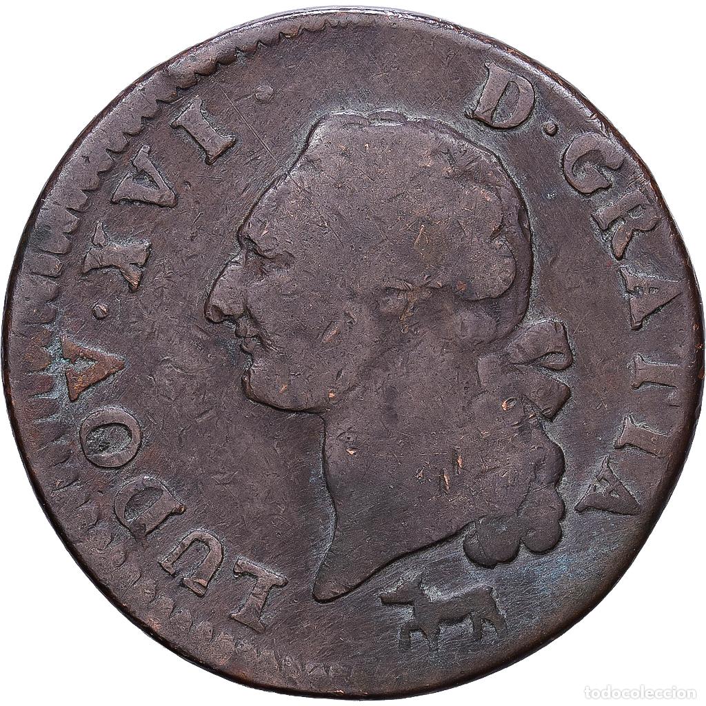 Monedas antiguas de Europa: [#1552274] Francia, Louis XVI, Sol ou sou, 1784, Orl&eacute;ans, Cobre, BC, Gadoury:350