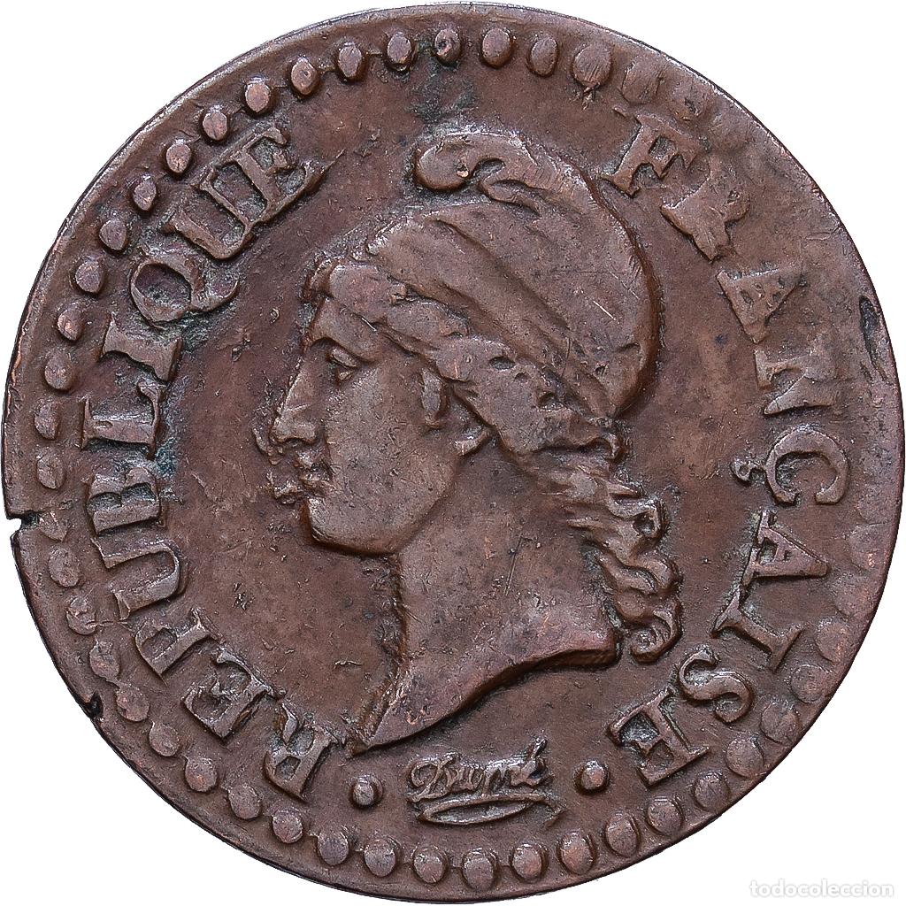 Monedas antiguas de Europa: [#1552286] Francia, Centime, Dupr&eacute;, AN 7 (1798-1799), Paris, Bronce, BC+, Gadoury:76
