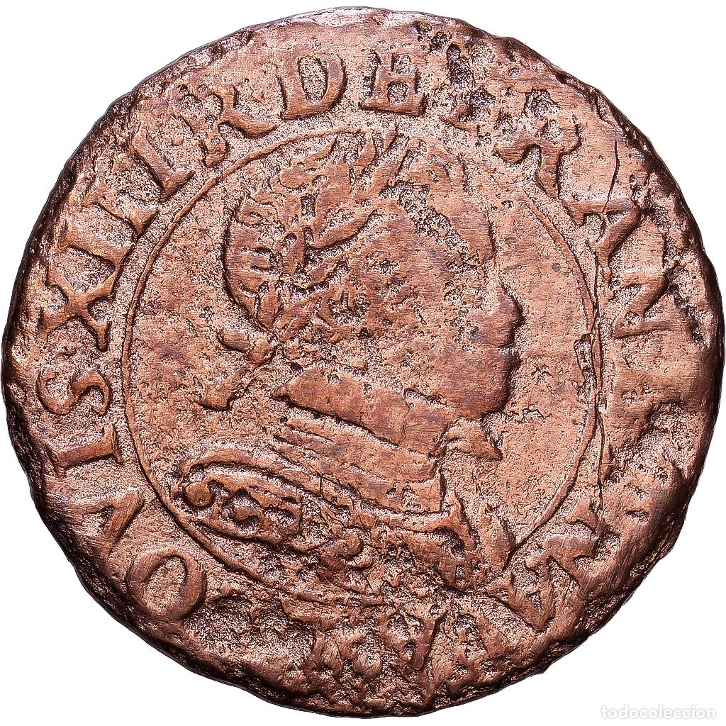 Monedas antiguas de Europa: [#1552316] Francia, Louis XIII, Double Tournois, buste enfantin, 1614, Cobre, BC+