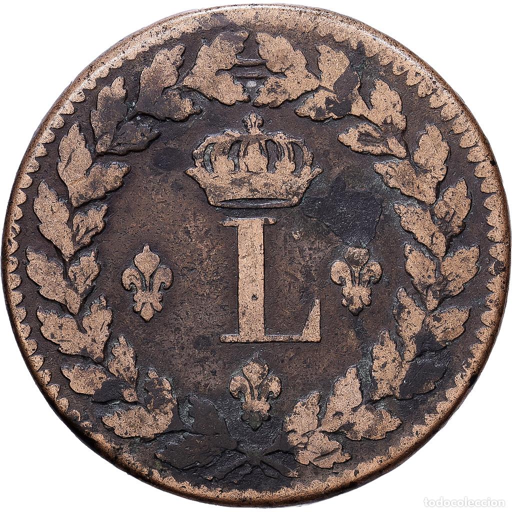 Monedas antiguas de Europa: [#1552294] Francia, Louis XVIII, Un D&eacute;cime, 1815., Strasbourg, Bronce, BC+, Gadoury:196d
