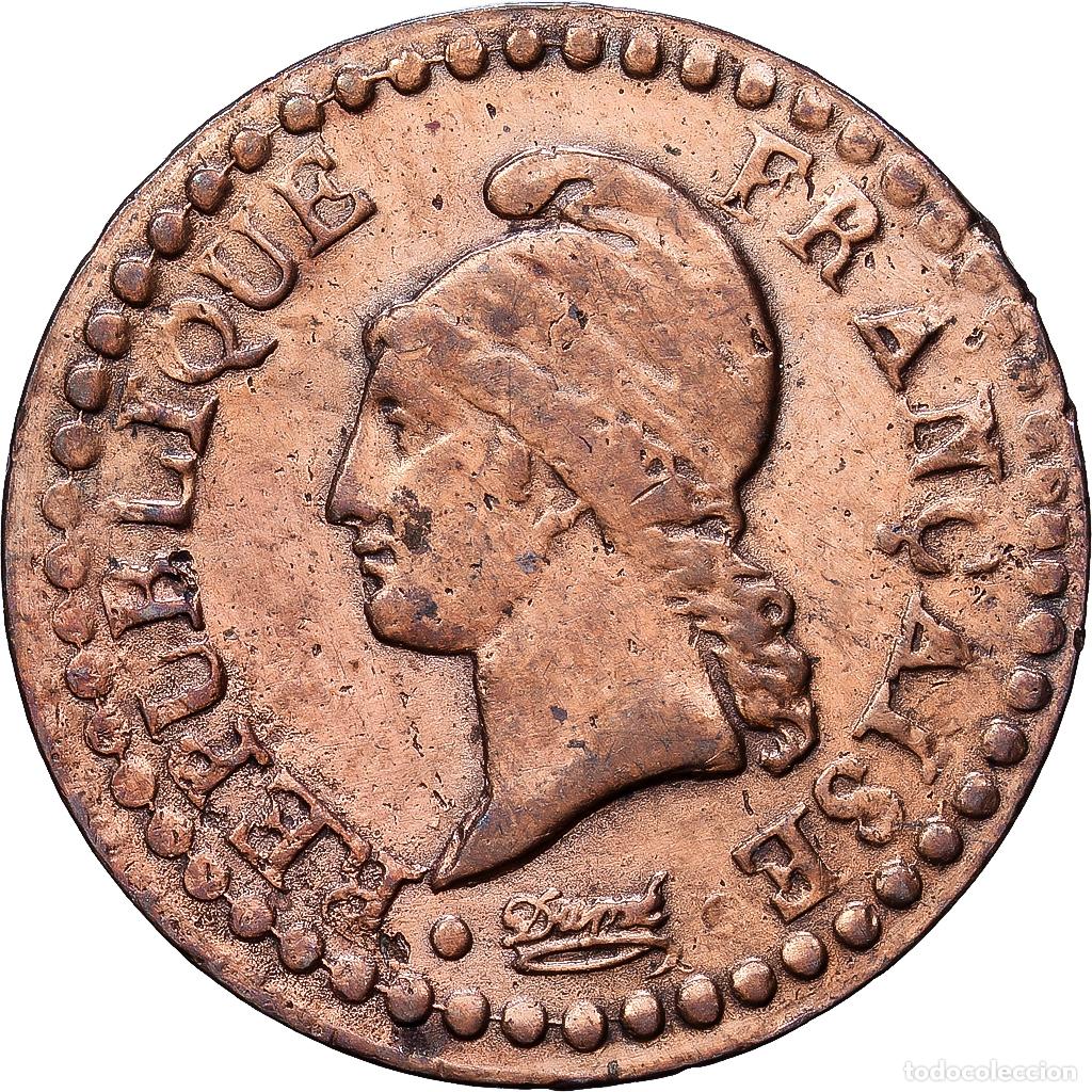 Monedas antiguas de Europa: [#1552315] Francia, Centime, Dupr&eacute;, An 7 (1799), Paris, Bronce, BC+, Gadoury:76, KM:646