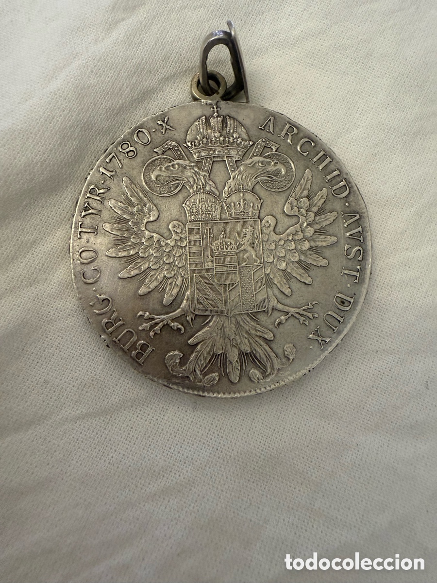 Moedas antigas da Europa: Colgante de Plata con Moneda Aut&eacute;ntica T&aacute;lero Mar&iacute;a Teresa de Austria 1780
