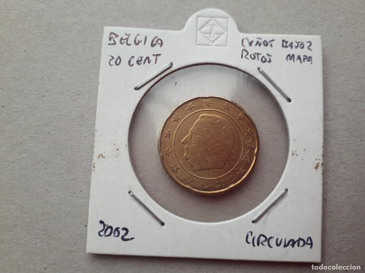 Monedas antiguas de Europa: 003823NUM-X0065-Belgica 20 cent &euro; -2002 - Cu&ntilde;o roto bajo 2 y en mapa -encartonada