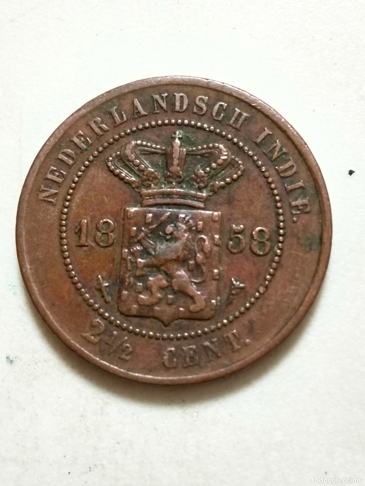 Monedas antiguas de Europa: MONEDA DE BRONCE, 21/2 CENTAVOS A&Ntilde;O 1858, INDIAS ORIENTALES NEERLANDESAS