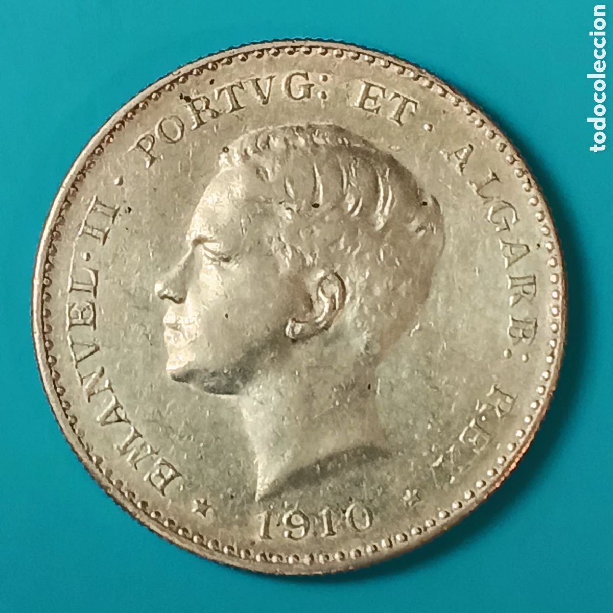 Monedas antiguas de Europa: PORTUGAL 1000 REIS PLATA 1910 CONMEMORATIVA GUERRA PENINSULAR MUY ESCASA