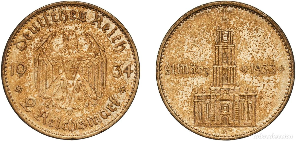 Monedas antiguas de Europa: Germany Third Reich 1934 A 2 Reichsmark (Potsdam Garrison Church) Silver (.625) Berlin Mint (270950
