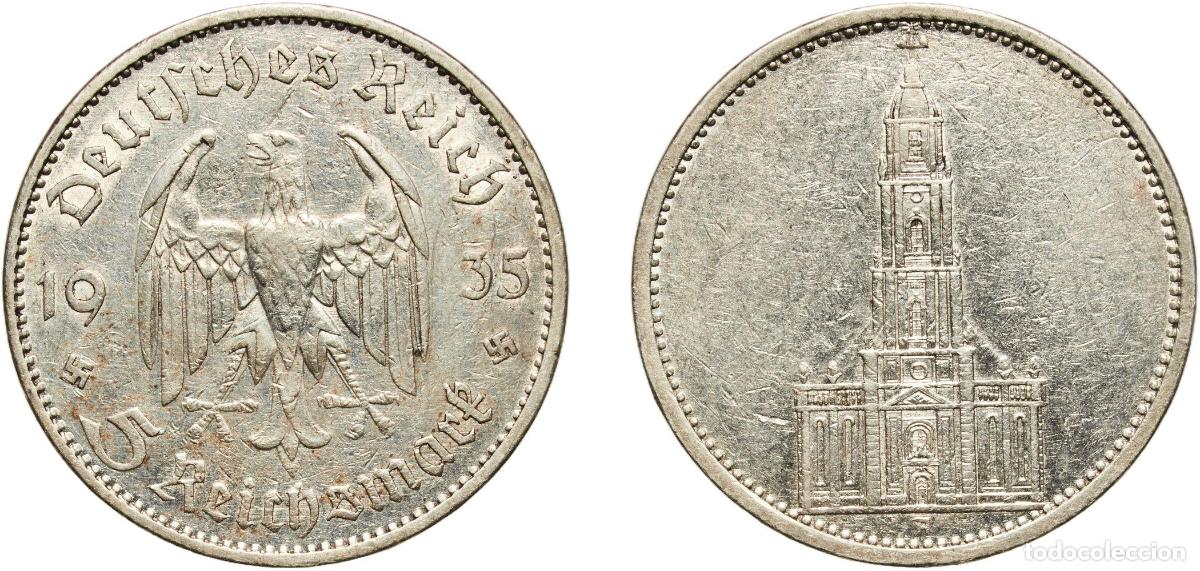 Monedas antiguas de Europa: Germany Third Reich 1935 A 5 Reichsmark (Potsdam Garrison Church) Silver (.900) Berlin Mint (234069