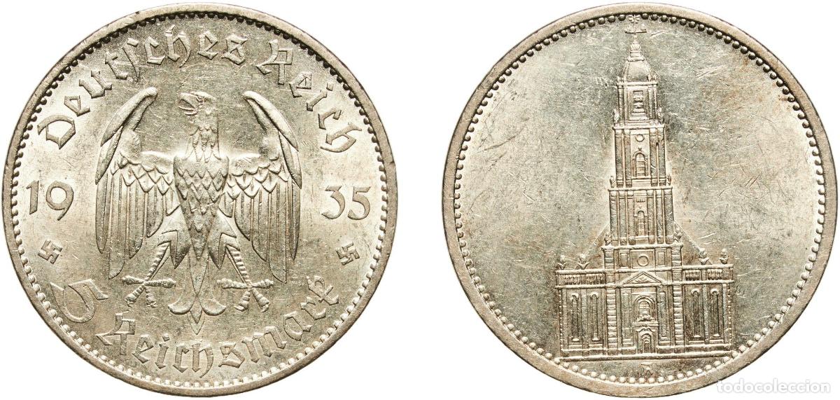 Monedas antiguas de Europa: Germany Third Reich 1935 A 5 Reichsmark (Potsdam Garrison Church) Original luster Silver (.900) Ber