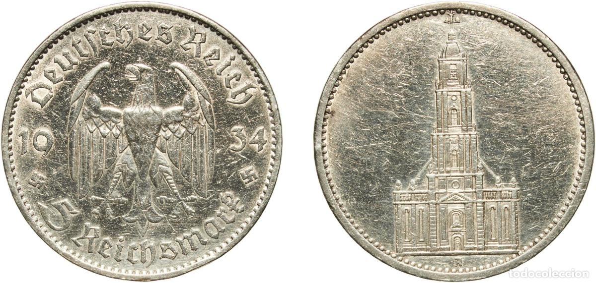 Monedas antiguas de Europa: Germany Third Reich 1934 A 5 Reichsmark (Potsdam Garrison Church) Silver (.900) Berlin Mint (145260