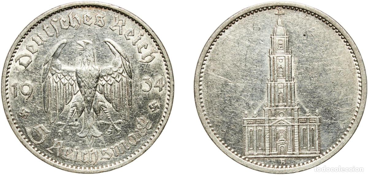 Monedas antiguas de Europa: Germany Third Reich 1934 A 5 Reichsmark (Potsdam Garrison Church) Silver (.900) Berlin Mint (145260