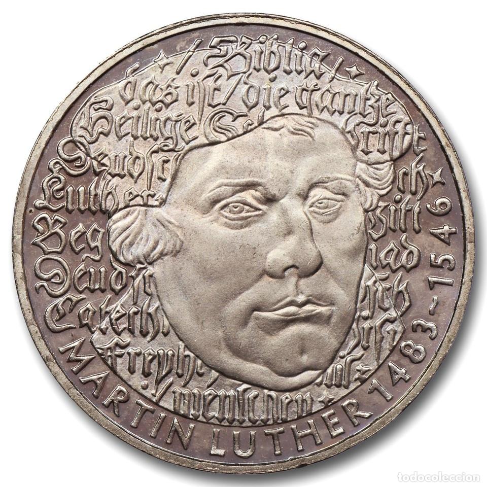 Monedas antiguas de Europa: Alemania 5 deutsche mark 1983 Martin Luther n&iacute;quel